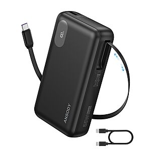 Amazon – Ansody 20,000mAh 45W Power Bank w/ Retractable USB-C Cable - $29.99 w/ Code