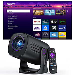HAPPRUN Smart Projector (720P) with Wi-Fi and Bluetooth, Roku TV Built-in $149.95 AC + Free Shipping