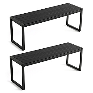 Set of 2 Costway 48" Outdoor Benches w/ Wood-Plastic Composite & Metal Frame (Black) $105 + Free Shipping