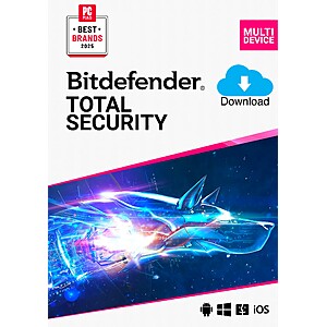 1-Year Bitdefender Total Security 2026 Software (5-Devices/Digital Download) $15 & More