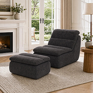 Trule 33"Compression Chenille Memory Foam Accent Chair & Ottoman Set (Black Chenille) $165.99 + Free Shipping
