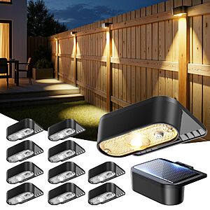 12-Pack JOFIOS Solar Powered Dusk to Dawn Fence Lights w/ 3-Modes $16.09 + Free Shipping w/ Prime or on $35+