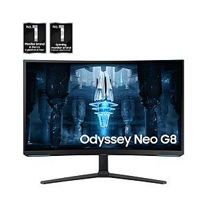 Used: Like New Samsung 32" Odyssey Neo G8 (G85NB) 4K UHD 240Hz 1ms G-Sync 1000R Curved Gaming Monitor, Quantum HDR2000 $548.18