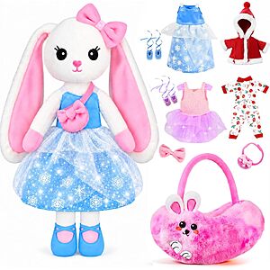 URMYWO Ballerina Bunny Plush Doll Dress-Up Set w/ Outfits & Plush Bag $14.84 + Free Shipping w/ Prime or on $35+