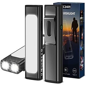 2-Pack Spriak 1200 Lumen Flat Rechargeable LED Flashlight (Black)  $11.99 + Free Shipping w/ Prime or on $35+
