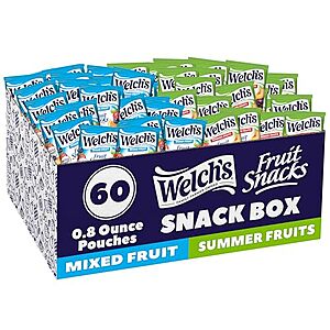 [SnS, AC] $7.66* | 60-Ct 0.8-Oz Welch's Fruit Snacks Pouches (Mixed & Summer Fruits) at Amazon