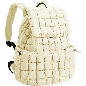 18L Xsuioy Quilted Puffer Backpack Purse (Beige) $9.99 + Free Shipping w/ Prime or on $35+