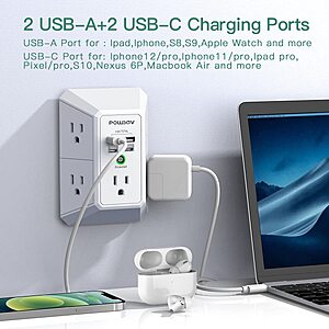 5-Outlet Power Strip with 4 USB Ports - Surge Protector for Home, Office, School - ETL Listed $8.99