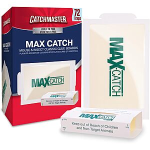 Catchmaster Max-Catch Glue Traps 72pk, Sticky Mouse Traps Indoor for Home - $28 @ Amazon AC + S&S
