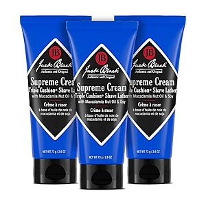 $15.00 | 3-Pack 3-Oz Jack Black Supreme Cream Triple Cushion Shave Lather at Amazon