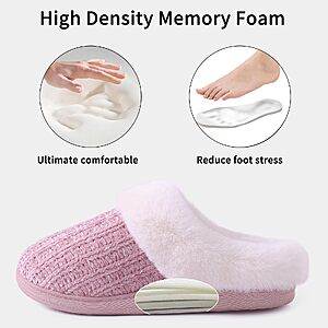 $6AC Amazon Evshine Women's Chenille Knit Fuzzy Slippers Memory Foam Warm House Shoes