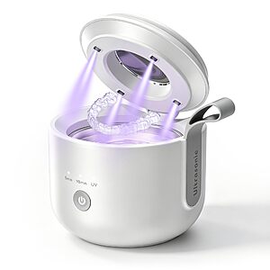 KUNPHY Ultrasonic Retainer Cleaner Machine, 48kHz Dental Cleaning Pod $17.99 AC