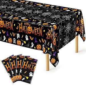 4-Pack 54" x 108" Halloween Disposable Plastic Tablecloths $6.99 + Free Shipping w/ Prime or on $35+