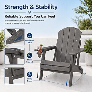 Patio Kingdom Folding Adirondack Chairs Set of 4, $229.6 (brand promotion applied), less than $60 per chair