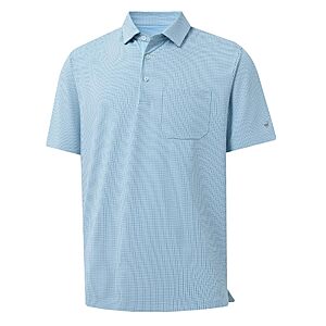 Rouen Men's Golf Dry Fit Performance Moisture Wicking Casual Pocket Collared Polo Short Sleeve Shirt - Light Blue $10.97 AC