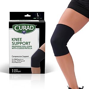Curad Large Neoprene Pull-Over Closed Patella Knee Support (Black) $3.99 + Free Shipping w/ Prime or on $35+