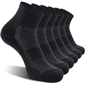 [Lightning Deal] CS CELERSPORT 6 Pack Men's Ankle Socks with Cushion, Sport Athletic Running Socks, Black, Large $14.97
