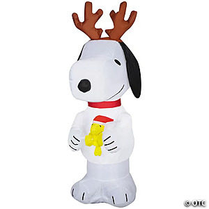 4 Ft. Airblown® Inflatable Peanuts® Christmas Snoopy with Antlers Outdoor Yard Decoration $34.58