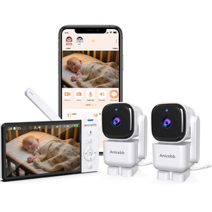 Smart Baby Monitor with 2 Cameras and Phone App, 5" HD Display Multi-Room Video Baby Monitor $84.99