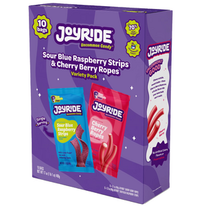 JOYRIDE Assorted Candy Box, Sour Blue Raspberry Strips & Cherry Berry Ropes, 1.7 oz., 10 pk.  $13.48
