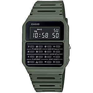 [AC] $23.96* | 34mm Casio Data Bank Watch w/ 8-Digit Calculator & Resin Band (Olive Green) at Amazon