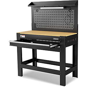 WORKPRO 45" Heavy-Duty Steel Garage Workbench w/ Pegboard, Drawers & LED Light (800-Lb Capacity) $229.49 + Free Shipping