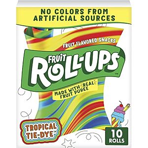 [SnS, AC] $1.84 | 10-Pack 0.5-Oz Betty Crocker Fruit Roll-Ups Fruit Flavored Snacks (Tropical Tie-Die) at Amazon