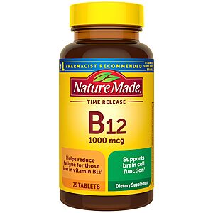 Select Accts[AC,S&S] 75 Tablets Nature Made Vitamin B12 1000 mcg Time Release Tablets $2.96 + Free S&H w/ Prime or $35+