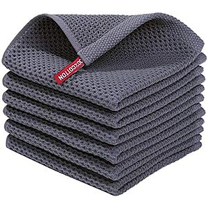 $8.98* | 6-Pk Homaxy 100% Cotton Waffle Weave Kitchen Dish Cloths (Dark Grey) at Amazon