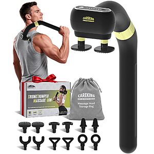 3-in-1 Percussion Massage Gun w/ Detachable Extension Handle & 12 Massage Heads $9.49 + Free Shipping w/ Prime or on $35+