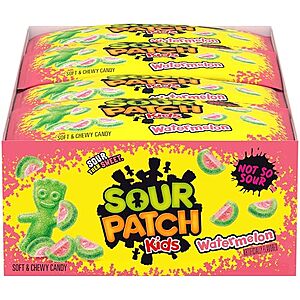 [SnS] $13.02 | 24-Pack 2-Oz Sour Patch Kids Soft & Chewy Candy (Watermelon) at Amazon