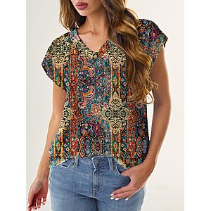 Women’s V-Neck Cap Sleeve Tops $5.49 - Prime members or orders $35+