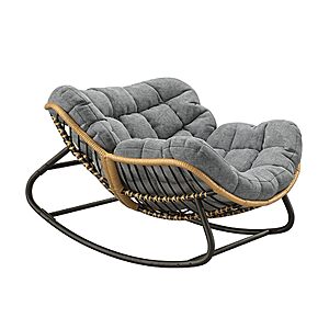 CHIQUERID Outdoor Papasan Rocking Chair (Small): Wicker Rattan Rocker with Cushion $99.99 w/ code + Free Shipping at Amazon
