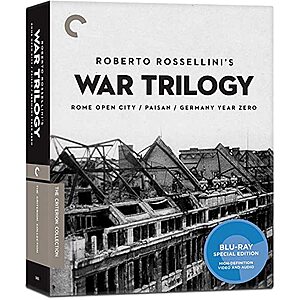 [YMMV, AC] $38.49 | Roberto Rossellini's War Trilogy (Rome Open City, Paisan, Germany Year Zero) (The Criterion Collection Blu-ray) at Amazon