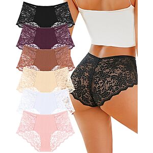 6-Pack All Of Me Women's Lace High Waisted Brief Panty (Color A-6 Pack) from $6.49 + Free Shipping w/ Prime or on $35+