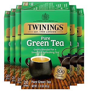 6 Pk 20 Ct Twinings Pure Green Tea, Caffeinated, Tea Bags $14.39 + Free S&H w/ Prime or $35+