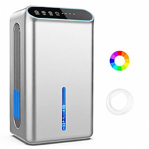 Dehumidifier for Home up to 1000 Sq.Ft, 98oz Small Quiet Dehumidifier with Drain Hose, 3 Timer Modes, Auto Shut Off, Aromatherapy & 7 Color Light $69.99