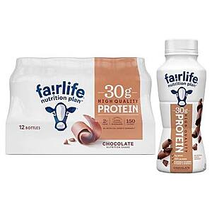 Fairlife Nutrition Plan, 30g Protein Shake, Chocolate or Vanilla, 11.5 oz 12 pack $21.49