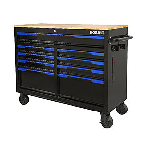 Kobalt 46.1-in L x 37.2-in H 9 -Drawers Rolling Black Wood Work Bench Large | 19045 $398