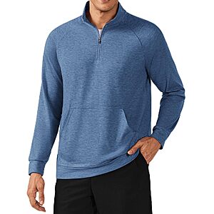 PINSPARK Men's Quarter Zip Sweaters Lightweight Casual Pullover with Pocket $9.99