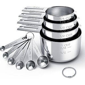 10-Piece TILUCK Stainless Steel Measuring Cups & Spoons Set $7.99 + Free Shipping w/ Prime or on $35+