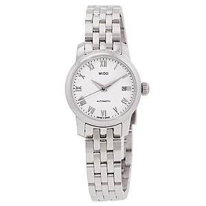 25mm Mido Women's Baroncelli White Dial Automatic Date Watch $235 + Free Shipping
