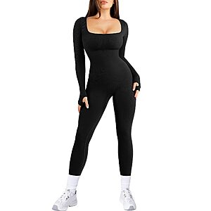 Popilush Jumpsuits for Women Long Sleeve Built-In Bra $19.99