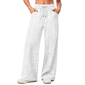 AKEWEI Womens Wide Leg Fleece Lined High Waisted Sweatpants with Pockets as low as $8.99 with coupn