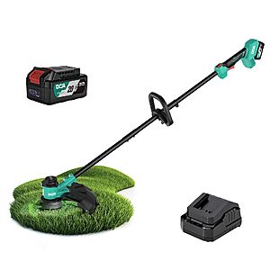 DCA 20V 14" Cordless String Trimmer w/ 4Ah Battery $35 + Free S/H