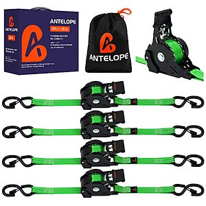 Amazon – A ANTELOPE 12-Ft Retractable Ratchet Straps, 4-Pack - $35.19 w/ Code + Deal
