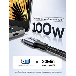 UGREEN 100W USB C to USB C Cable, Fast Charging, 2-Pack, 3.3ft, Black