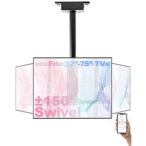 TOPSKY Smart Ceiling TV Mount w/ 150 Degree Swivel $90 + Free S/H