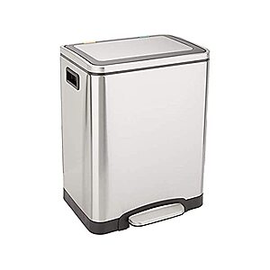 $39.99 | 30L Amazon Basics Dual-Bin Soft-Close Trash Can w/ Foot Pedal (Stainless Steel) at Woot!