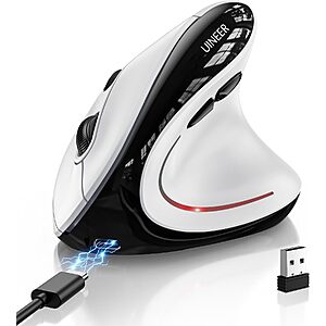 Uineer 3-Mode Wireless Ergonomic Vertical Mouse w/ Bluetooth (White) $9.19 + Free Shipping w/ Prime or on $35+